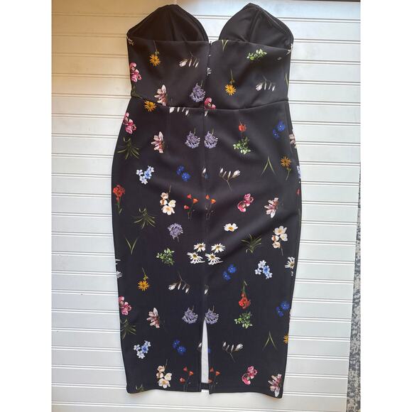 Black ASOS Midi Strapless Cocktail Dress Size 12 - Picture 4 of 5